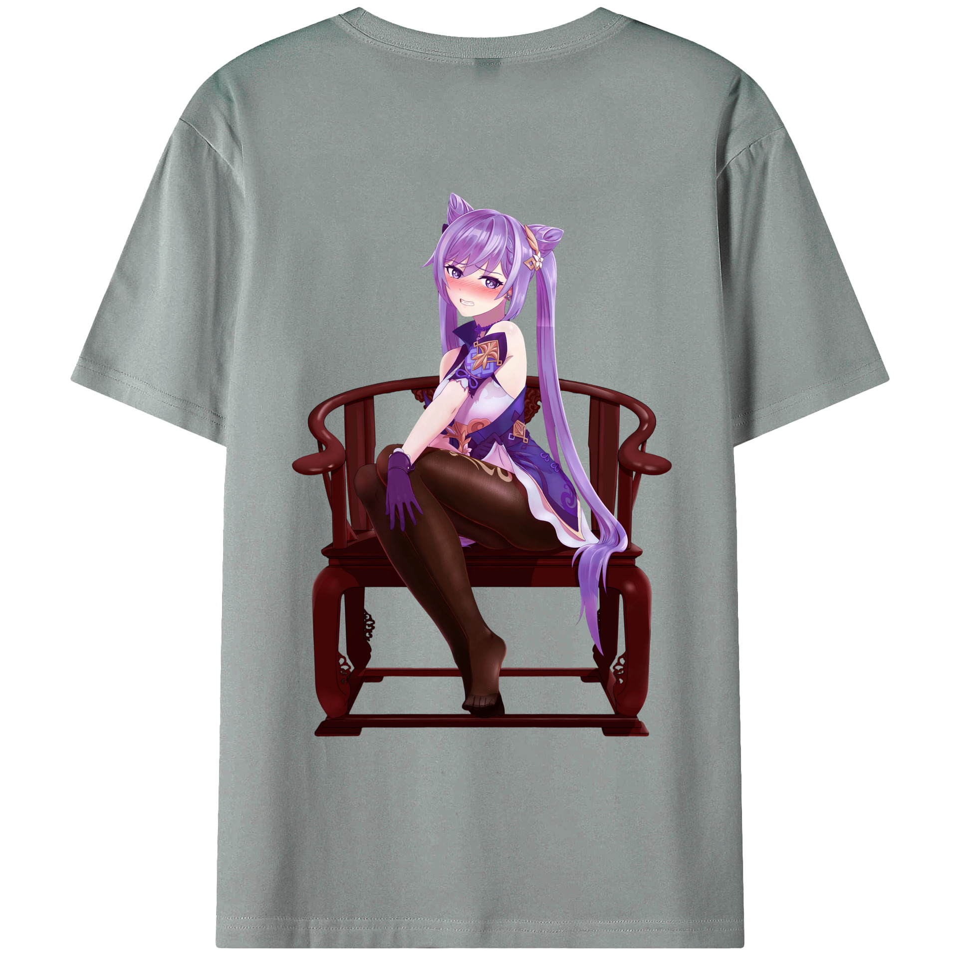 げんし神 刻晴 こくせい genshin Kokusei 綿100％ メンズ半袖Tシャツ（バックプリント） 通気性
